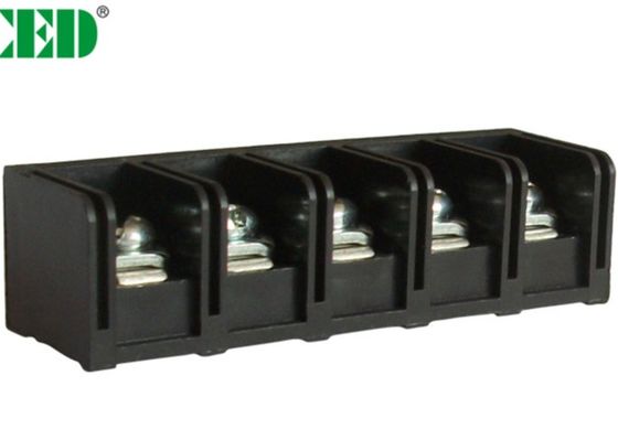 Black 20A Barrier Power Terminal Blocks With 2-12 Poles Brass PBT 11mm Pitch