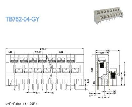 Two Row Terminal Block Barrier Connector 7.62mm Pitch Barrier Strips