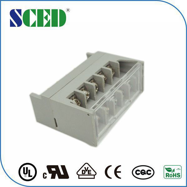 With Cover Dual Row Electrical Terminal Block M3 Brass Terminal 7.62mm Spacing