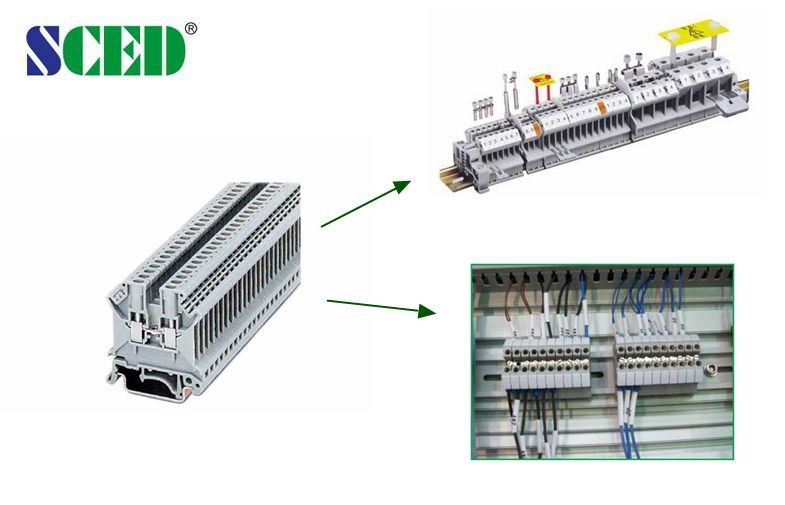6mm2 Rail Mount Terminal Block 600V 30A AWG 30 - 10 Terminal Width 6.2mm