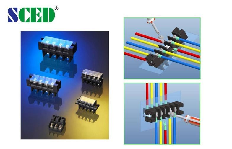 Feed Through PBT Screw Terminal Block Connector 600V 40A  13.00mm