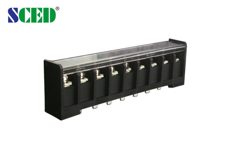 Plastic Cover Black Brass Barrier Terminal Block 600V 57A 17mm Pitch