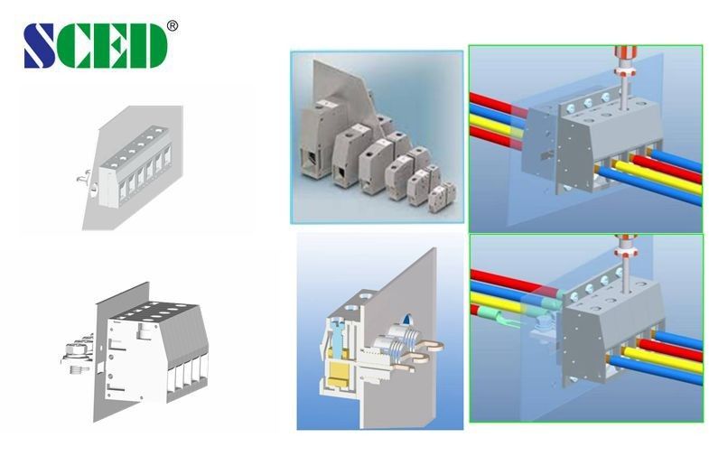 600V 65Amp Connector Feed Through Terminal Blocks 10.10mm Auto Electrical Terminal Grey