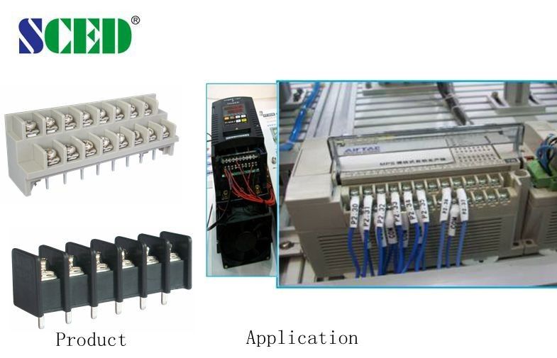 Double Levels Barrier Terminal Block 8.70mm Black Screw Mount Connector