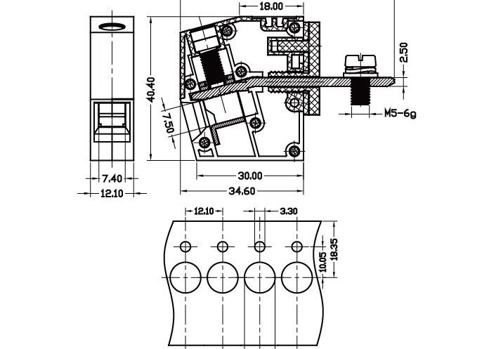 85A Panel Mount Terminal Block UL94-V0 600V 12.1mm Terminal Width