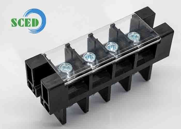 21.00mm PBT Feed Through 180A Panel Mount Perforation Terminal Block With Plastic Cover