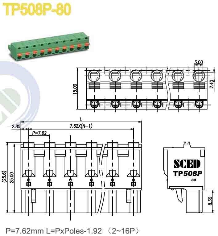 Black PA66 Female Pluggable Terminal Blocks Connectors Pitch 7.62mm 300V 12A