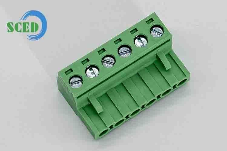 Pitch 5.08mm Pluggable Terminal Block Brass Green M3 PA66 12-30 AWG