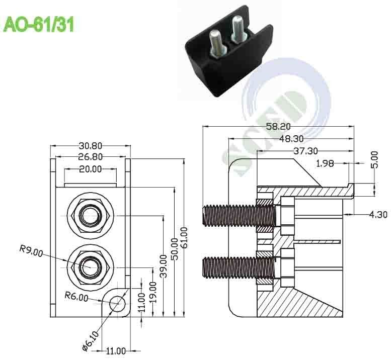 35 lbf·in Black M8 Nut PBT Steel Terminal Block Accessories Two Screw